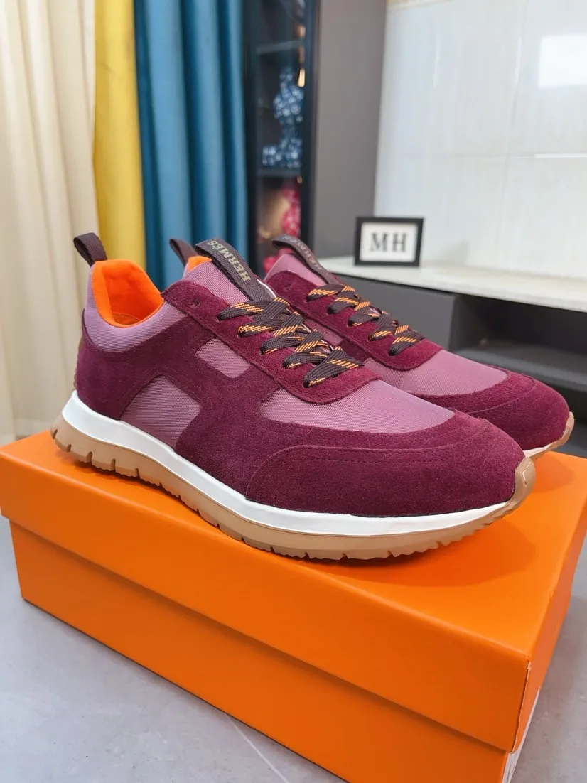 Men's shoes 💰440🌸🌸[HERMES] Hermès sneakers, the upper is made of calfskin and mesh, imported materials, full of texture, the lightweight sole is decorated with contrasting patterns, creating a versatile fashion style. Size: 38-44
